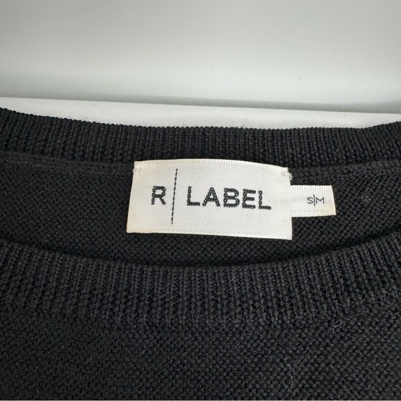 R Label Black Wool Sweater S/M Pullover Dolman Short Sleeve - Picture 4 of 8